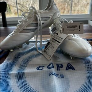 Men’s Adidas White & Blue Copa Pure III Elite Soccer Cleats